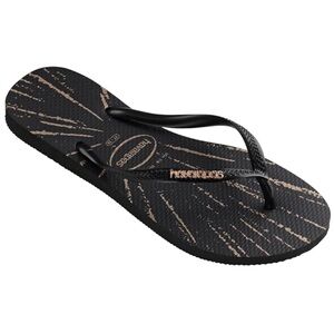 Havaianas Metallic Print Sandal - Black/Rose Gold